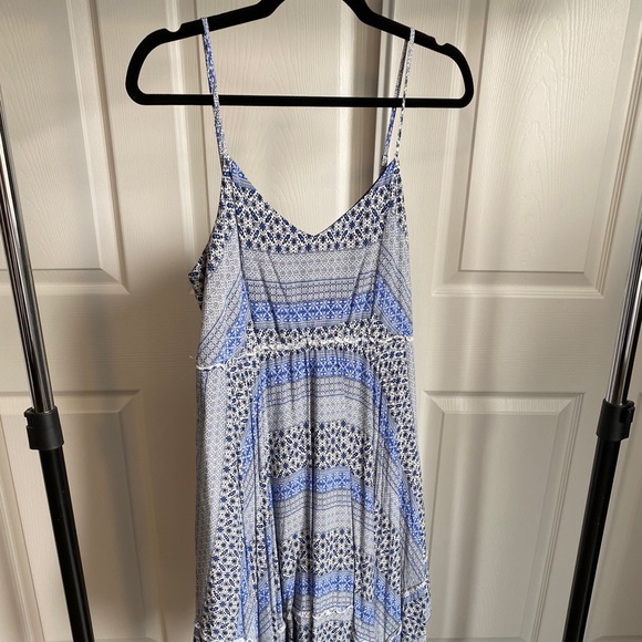 Midi flow blue print dress - Picture 1 of 2